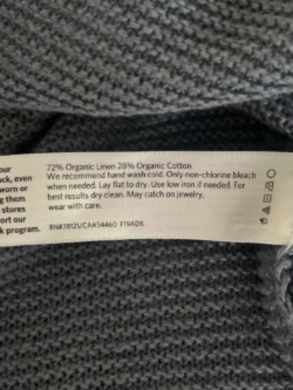 Eileen Fisher Blue Organic Linen Blend Short Sleeve Tunic Sweater XLarge - Picture 4 of 4